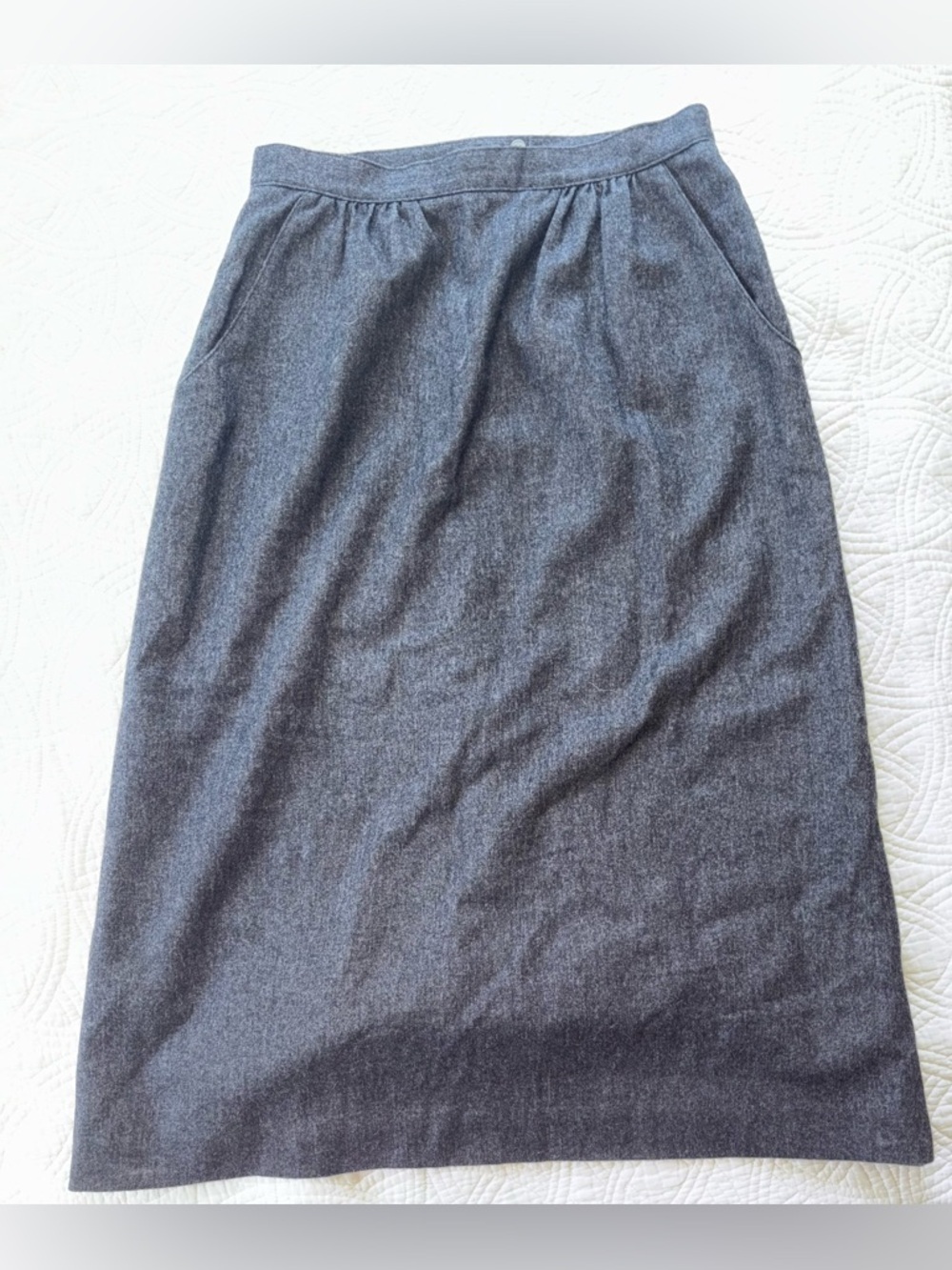 Vintage L.L.Bean Wool Midi Skirt USA Size 14 Gray Heritage New England Classic - Picture 2 of 6